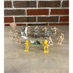 Lot of 17 Vtg Louis Marx & Jean Hofler, Cowboy, Native American, & Knight Figure